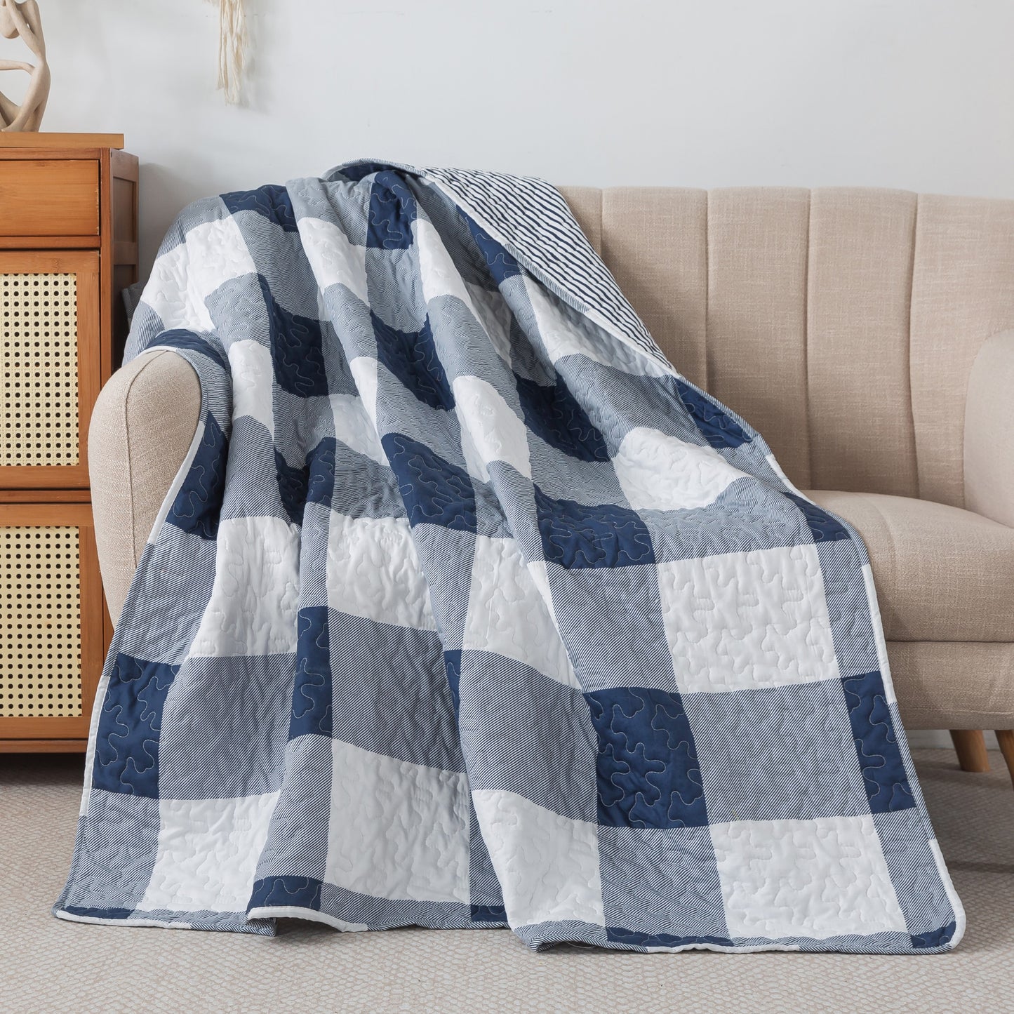 Soul & Lane Checks and Stripes 50" x 60" Blue Buffalo Check Throw