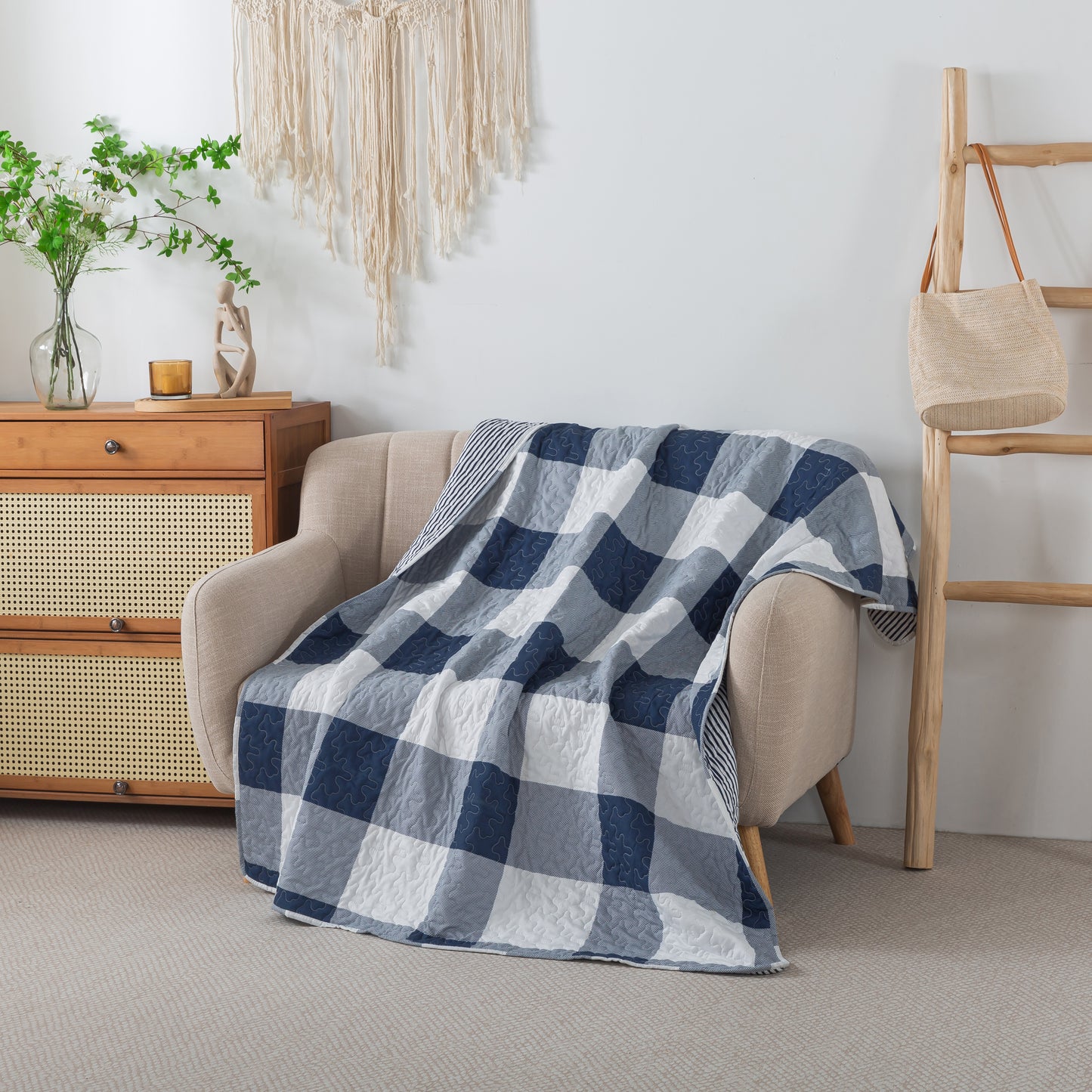 Soul & Lane Checks and Stripes 50" x 60" Blue Buffalo Check Throw